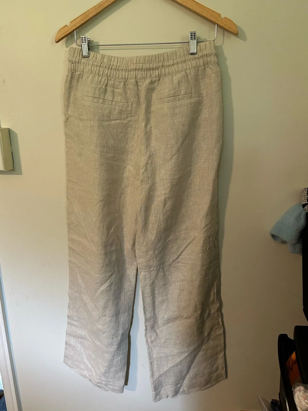 Athleta Retreat Easy Barrel crop pants 100% linen